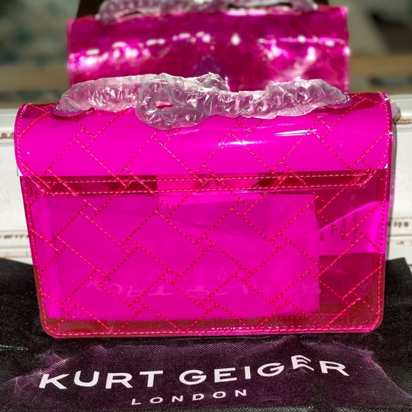 Kurt Geiger London Medium Kensington Pink Vinyl Convertible Shoulder Bag - Picture 3 of 10